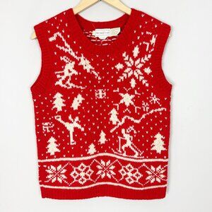 Vtg The Eagle’s Eye Fair Isle Wool Sweater Vest Holiday Christmas Size Large Wom